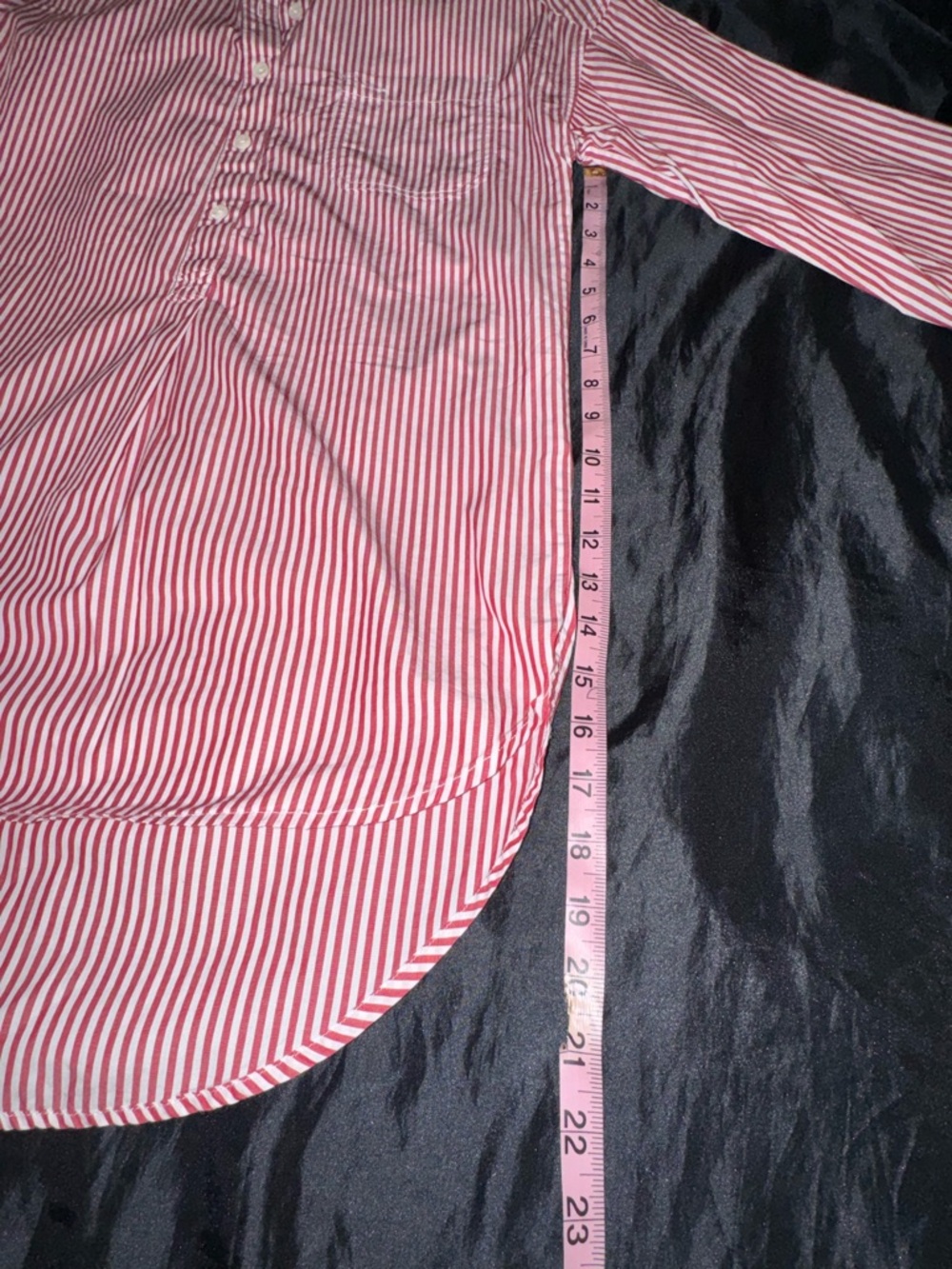 Alex Mill Red White Striped Cotton Popover Tunic Blouse Long Sleeve Pocket Top - Picture 6 of 7